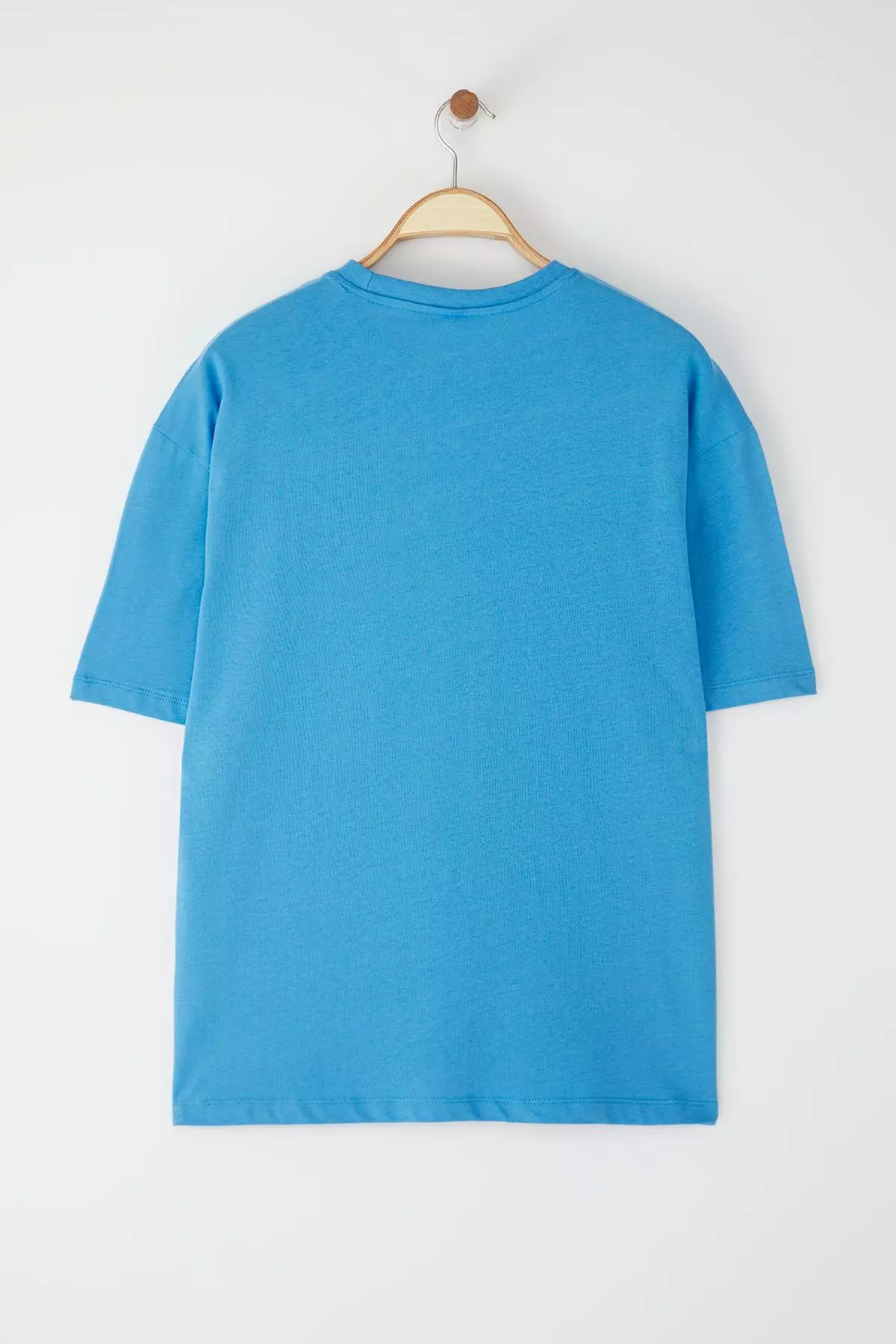 Blue Oversize/Wide Cut Penguin Embroidered 100% Cotton T-Shirt TMNSS23TS00243