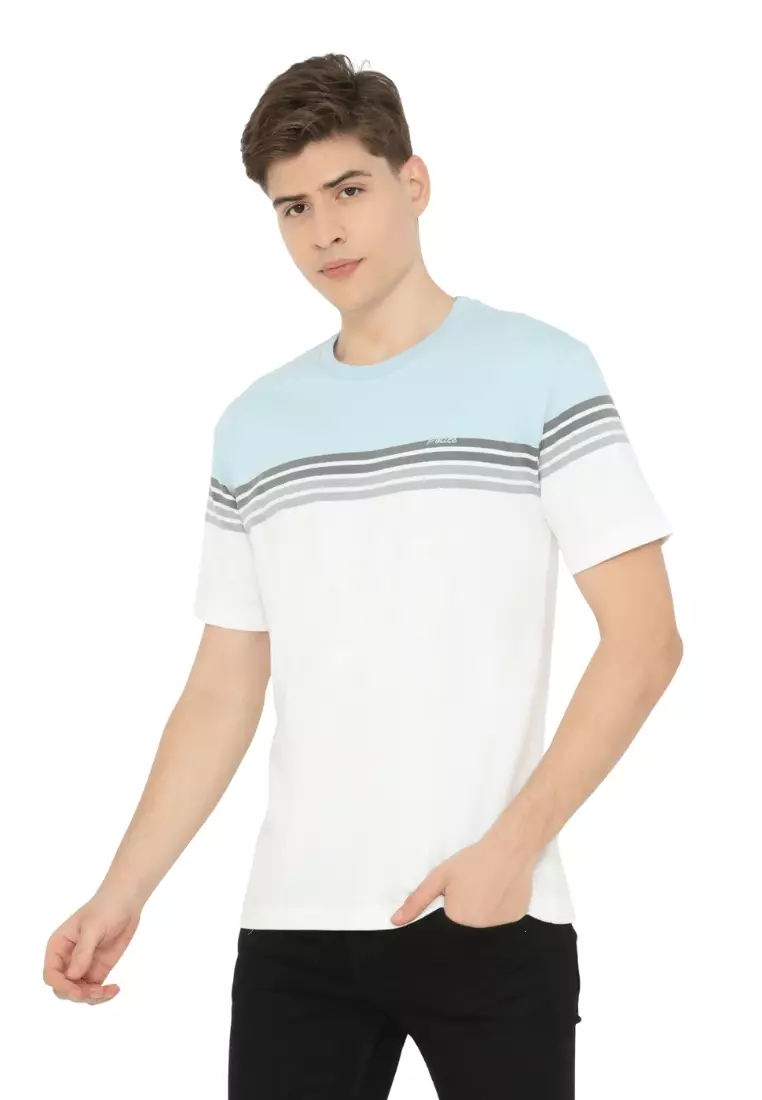 POLICE T-Shirt Salur Bordir Cotton Premium Tebal Pria 53029