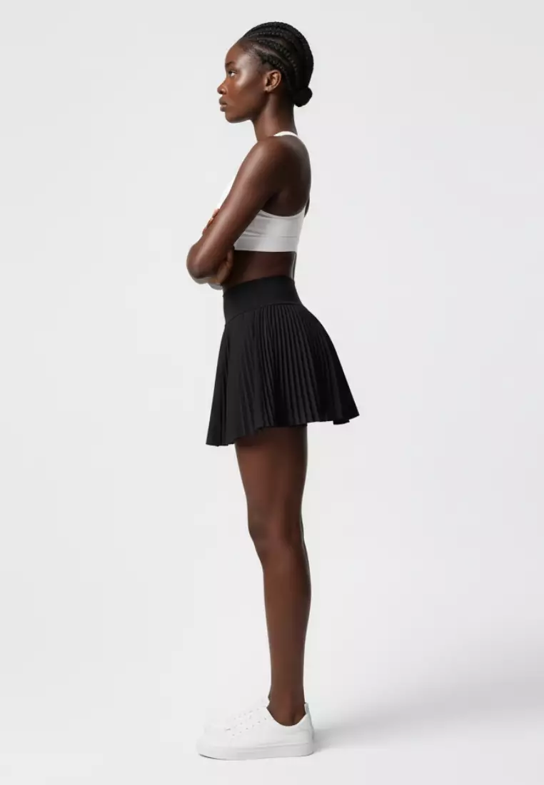 Yume High-Waist Pleated Sport Skirt with Inner Shorts — Tennis Running Yoga Active Skort for Women