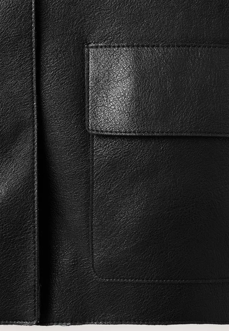 Faux-Leather Jacket With Pockets