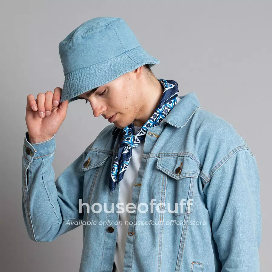 Houseofcuff bucket hat denim jeans biru muda
