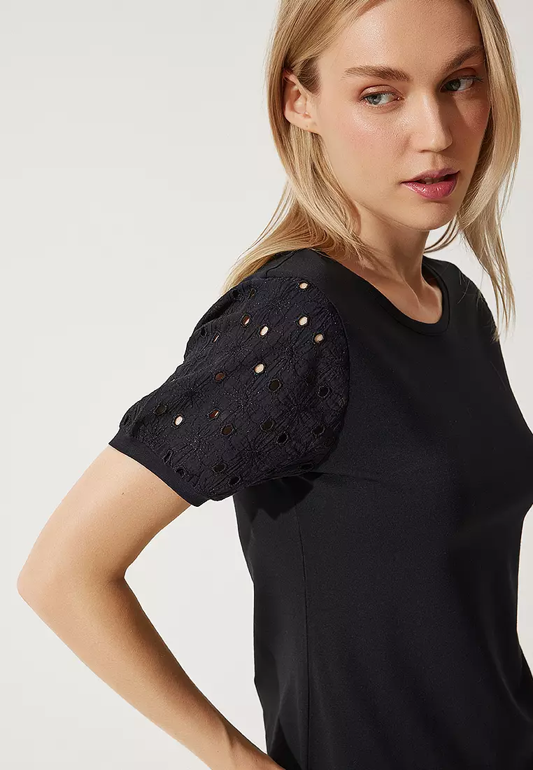 Openwork Sleeves T-Shirt