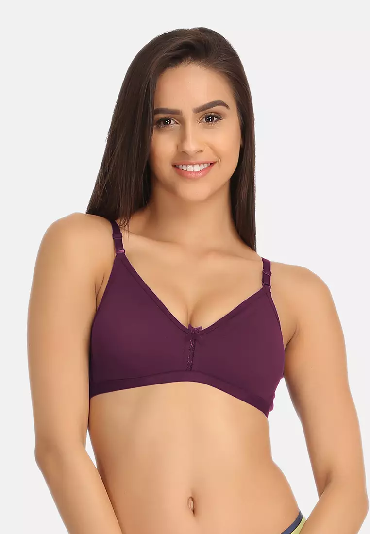 Buy Clovia Smoothie Non-Padded Non-Wired Full Coverage Bra in Purple -  Cotton Rich in Purple 2024 Online