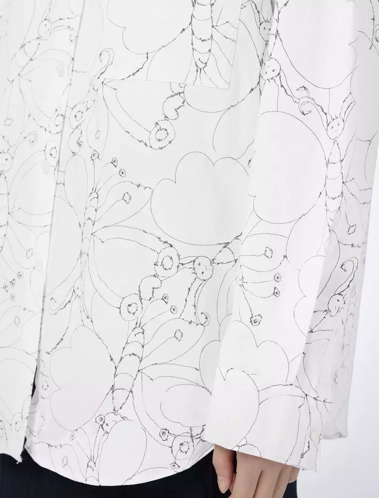 Long Sleeve Collared Printed Shirt