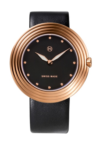 NOVE gold NOVE Streamliner Swiss Made Quartz Leather Watch for Women 40mm Black Rose B006-01 108F5ACDF18D31GS_1
