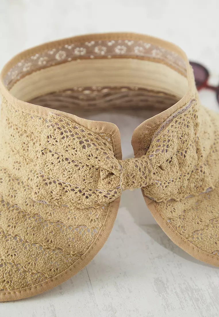 Beige Ribbon Detailed Straw Women's Beach Hat TBESS25SP00002