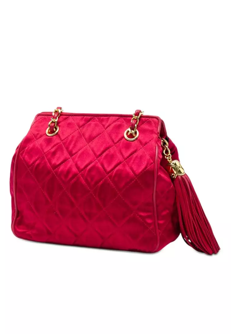 Pre-Loved Chanel Cc Quilted Satin Tassel Chain Shoulder Bag
