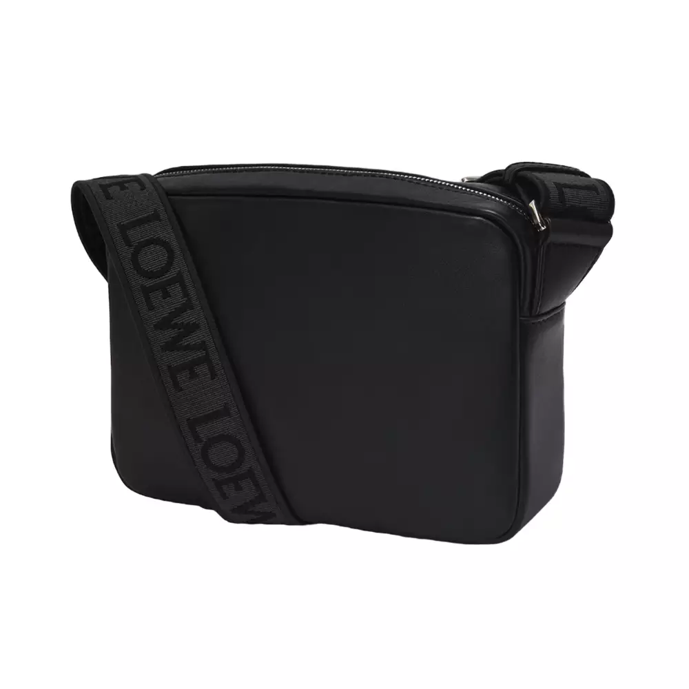 Military XS Messenger Bag Supple Smooth Calfskin Jacquard Black