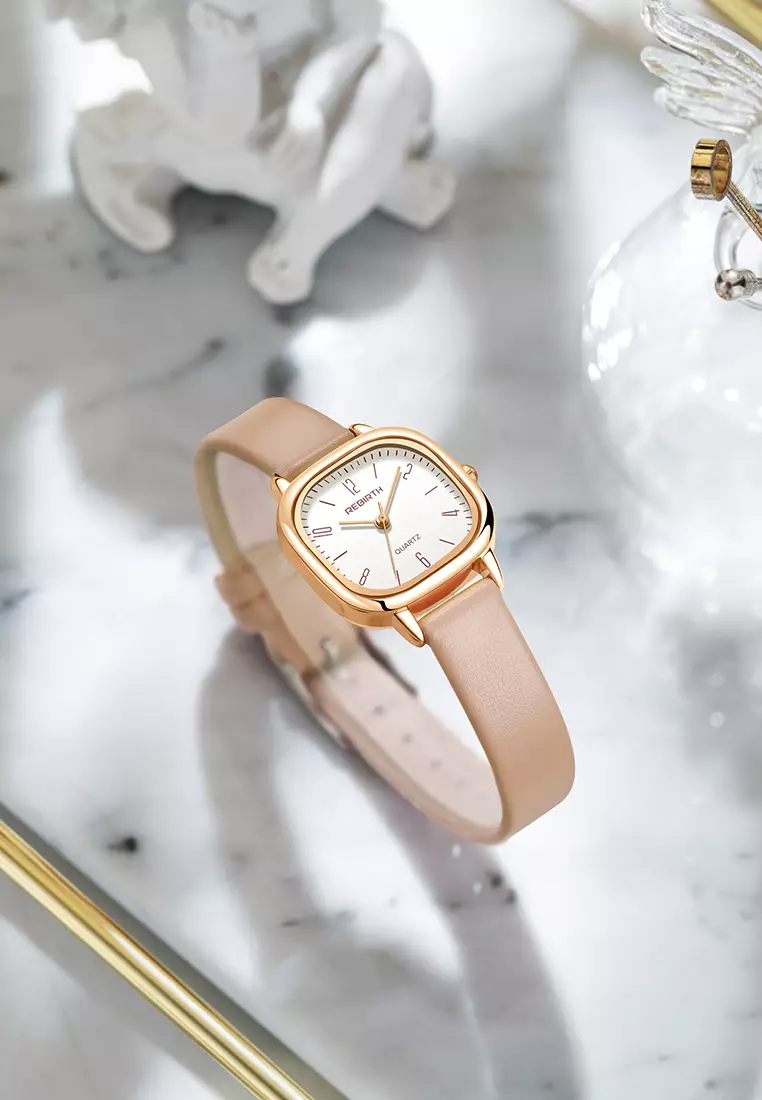 Jam Tangan Wanita Gaya Retro Korea untuk Bisnis Anti Air Jam Tangan Cewek Khaki