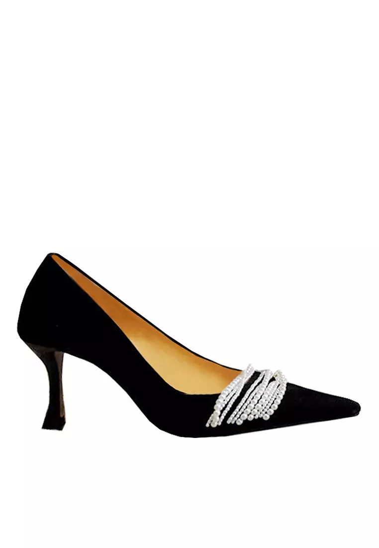 Buy Twenty Eight Shoes VANSA Velvet Pearl Chain High Heels VSW