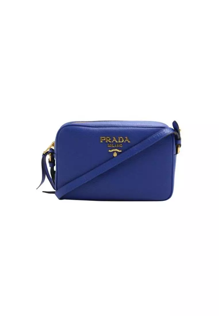 Buy Prada Pre Loved PRADA Bandoliera Saffiano Blue Leather Cross