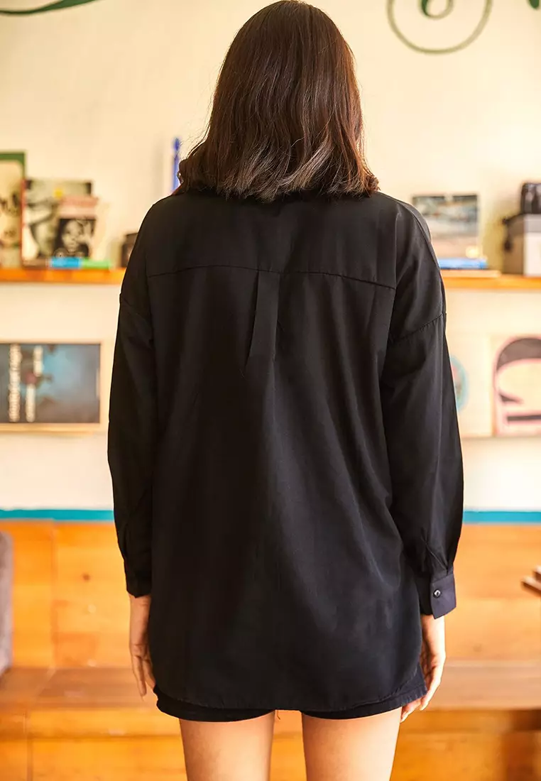 Cotton Sequin Boyfriend Shirt