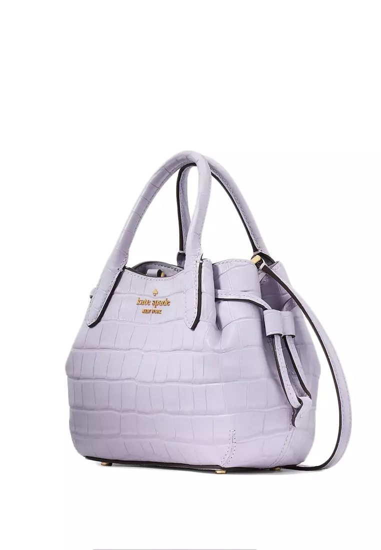 Dumpling Croc Embossed Mini Satchel - Lavender Cream