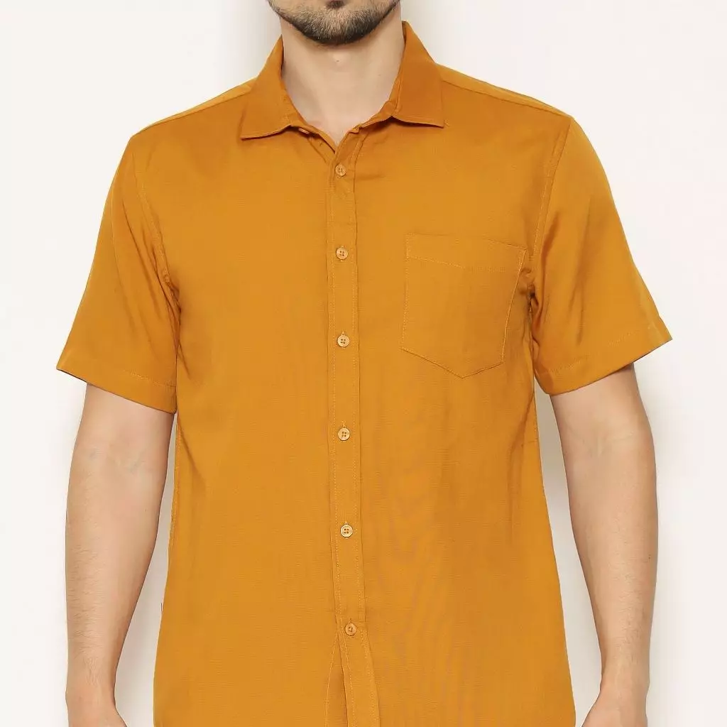AMK Kemeja Pria Lengan Pendek SHS YIRUMA S/S Premiere Solid Camel