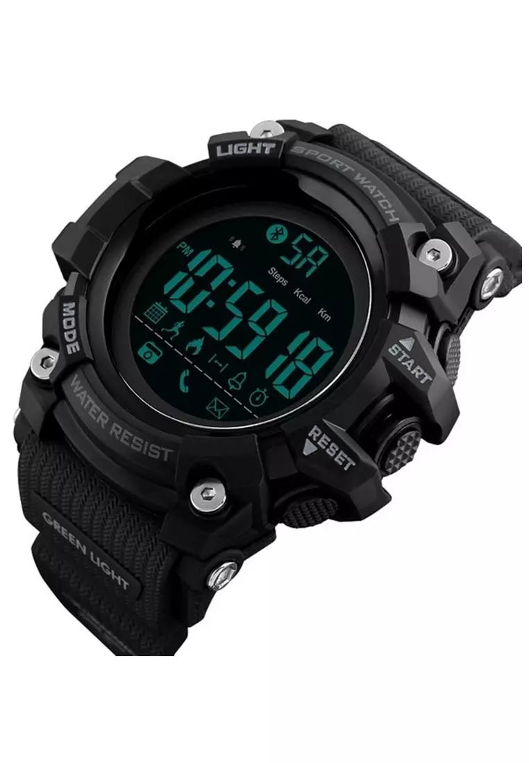 Jam Tangan Sporty Smartwatch Bluetooth Waterproof 50m Strap Tali Material PU WR09 ORIGINAL
