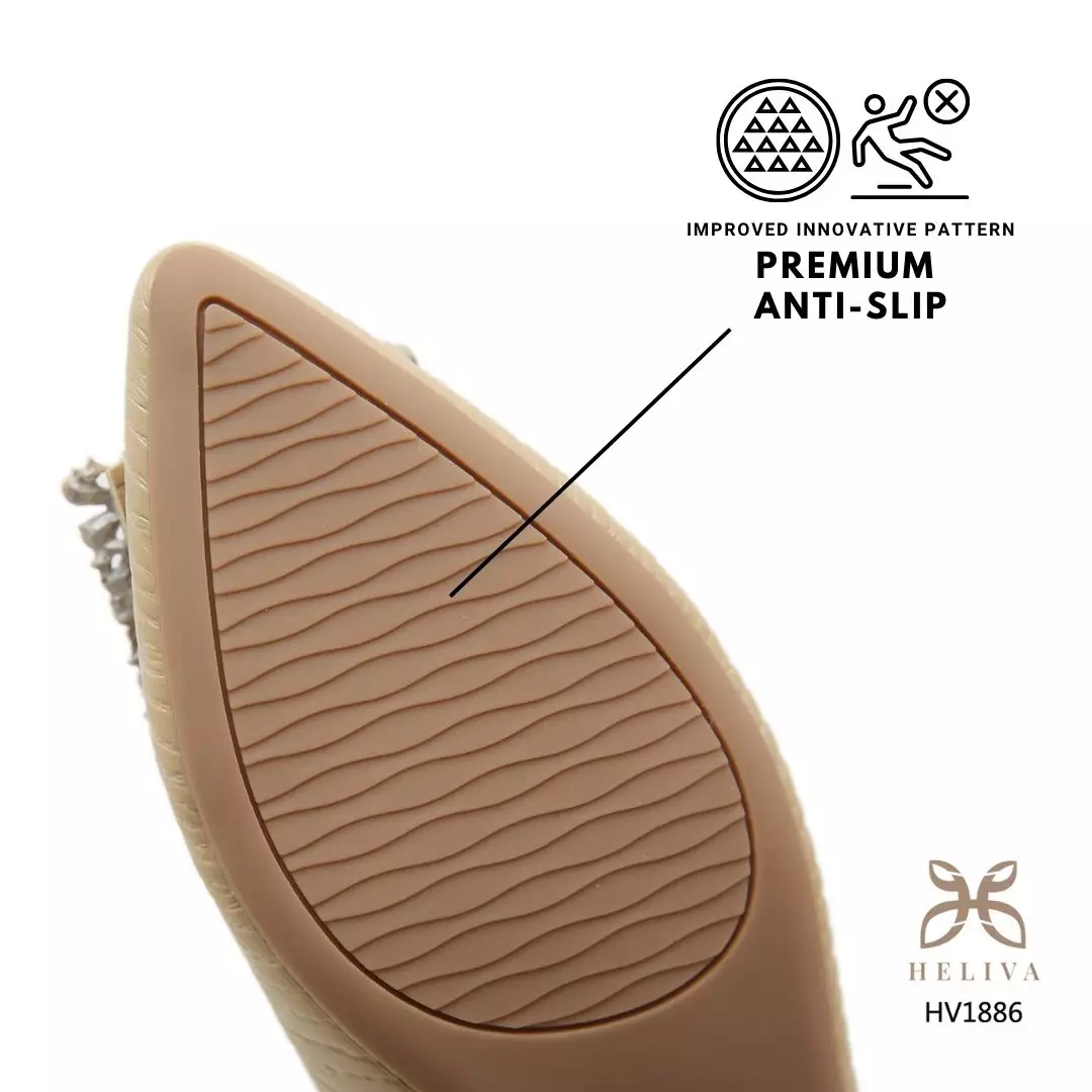 Heliva Sarah Women Shoes Heel chunky Wood Grain Pattern Frame Flower Sol 2.5cm HV1886