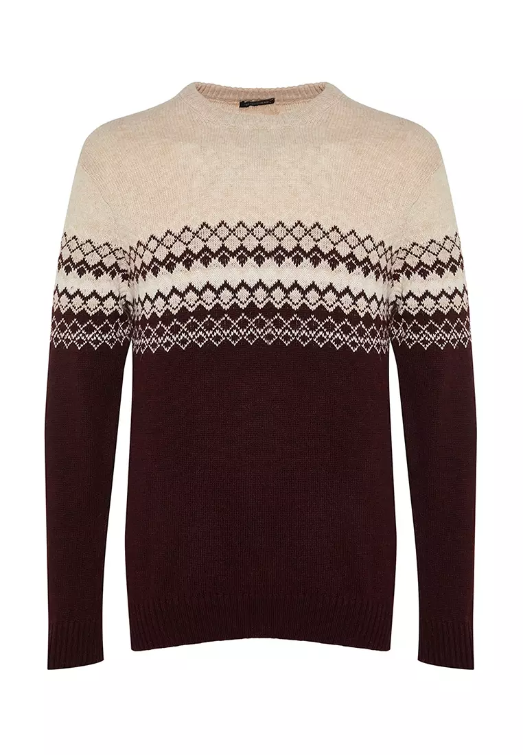 Slim Fit Printed Knitwear Sweater
