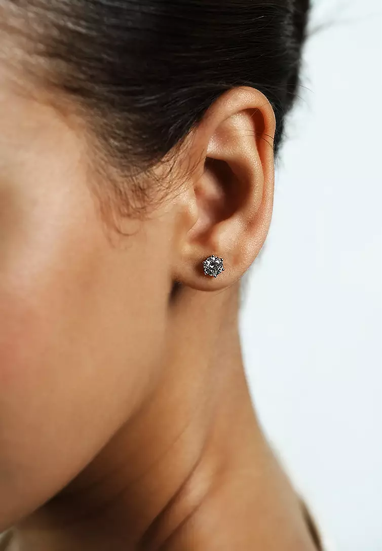 0.70ct TDW Round Lab Grown Diamond Prong Studs Earrings in 18K Rose Gold D/E-VVS/VS