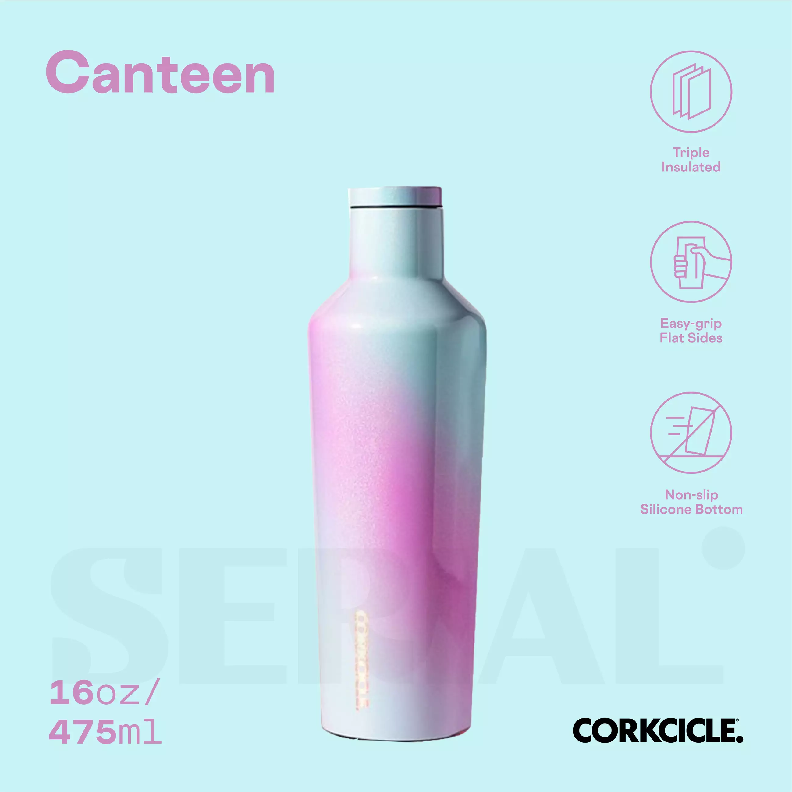 CORKCICLE Canteen 16oz - Unicorn Wonderland