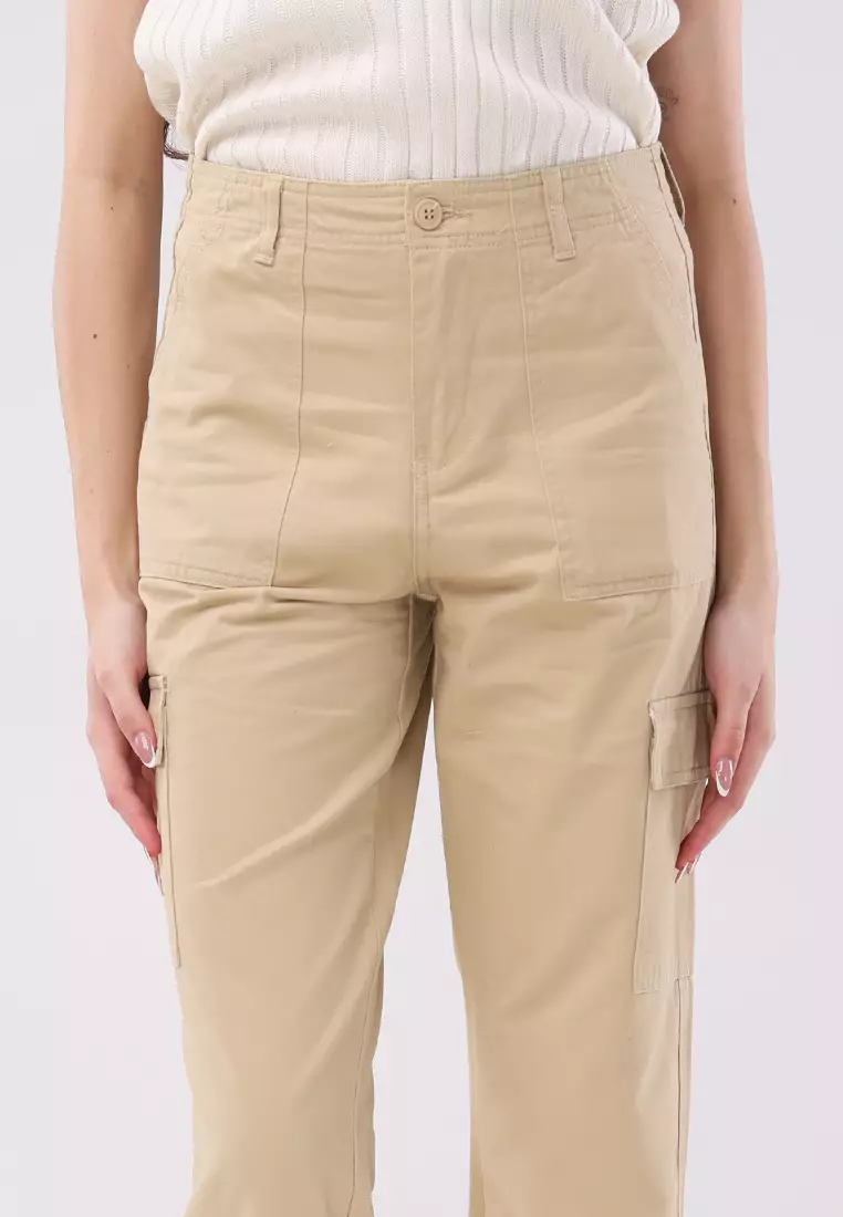 Colored Cargo Straight Cut Pants Ladies