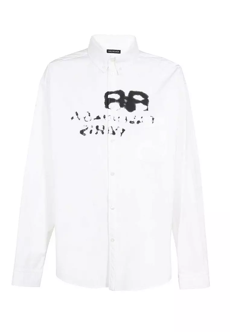 Buy BALENCIAGA Balenciaga Hand Drawn BB Icon Shirt in White 2024 Online ...