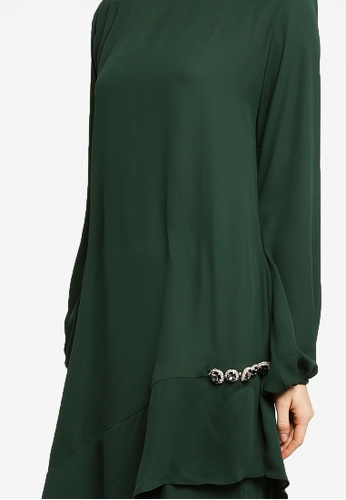 Buy Mini Kurung Chiffon Tilted Beads from Zuco Fashion in Green only 320