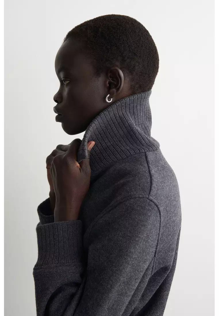 RIBBED-COLLAR BOILED MERINO WOOL JACKET