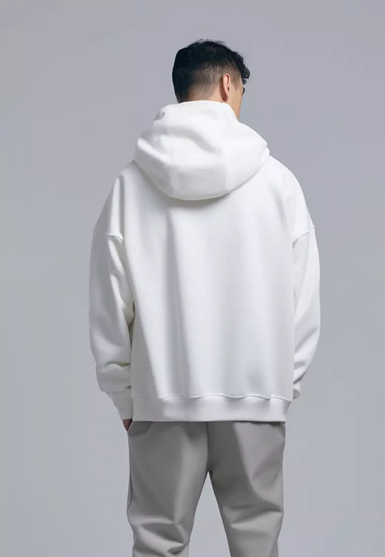 MOA94 Hoodies Premium ScubaLux Anti Kusut Waterproof "Katakana Aja" Putih