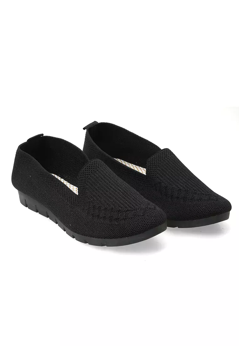 Sepatu Wanita Slip On Simple Design Casual Premium Quality - Black