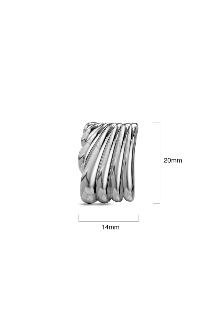 Pleated Angel White Gold layered Stud Earrings