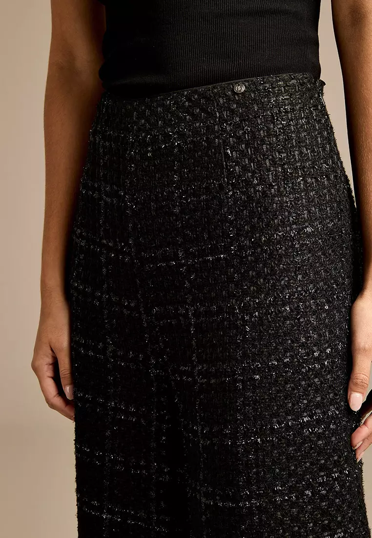 Claire Black Boucle Wide Leg Trouser