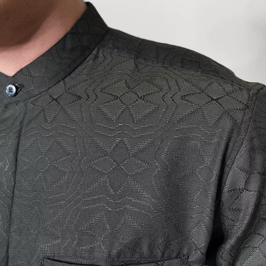 Casella Baju Koko Pria Lengan Panjang Motif Elegan | Baju Koko Yusuf 9995 Black