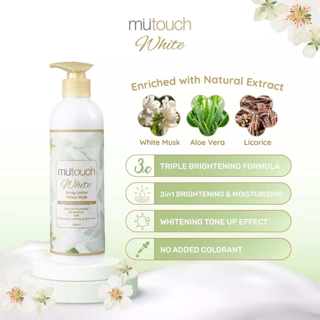 Mutouch White Brightening Set - WHITE MUSK - Shower 750ml + Lotion 400ml - Perawatan Tubuh