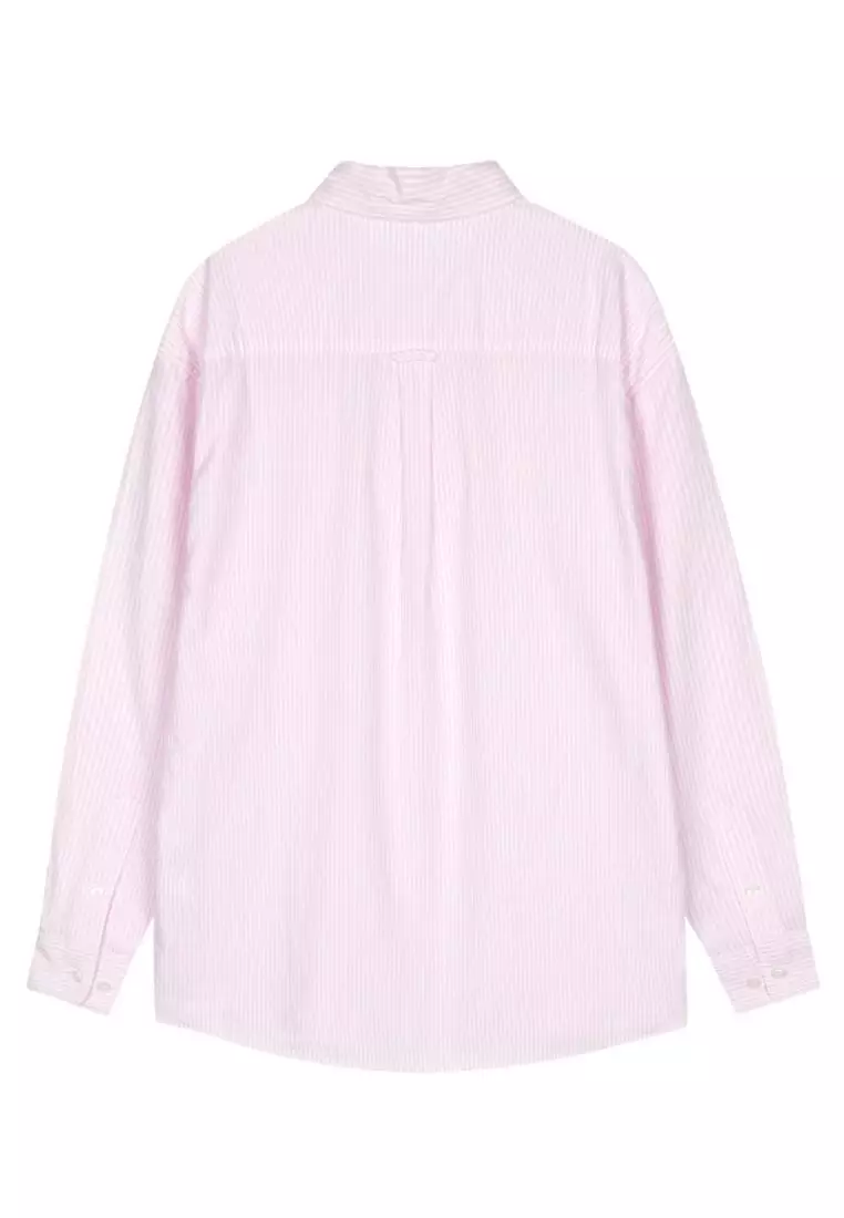 MARITHÉ Embroidery Oxford Shirt Stripe Pink