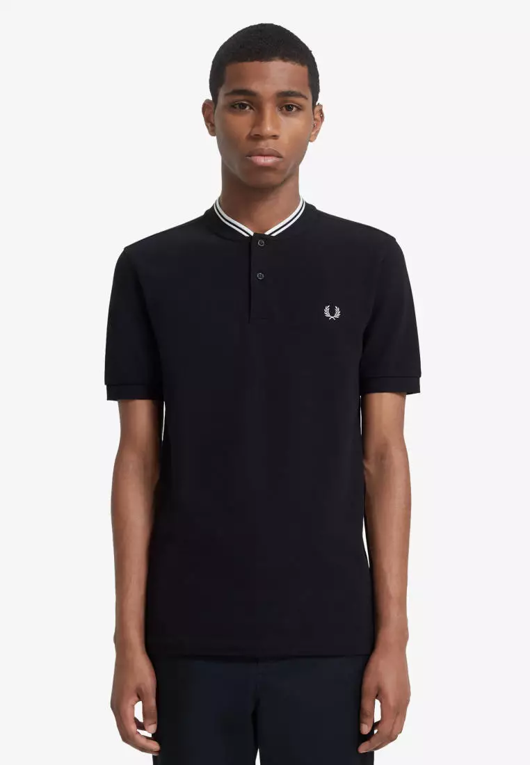 Fred Perry M4526 Bomber Collar Pique Shirt (Black)