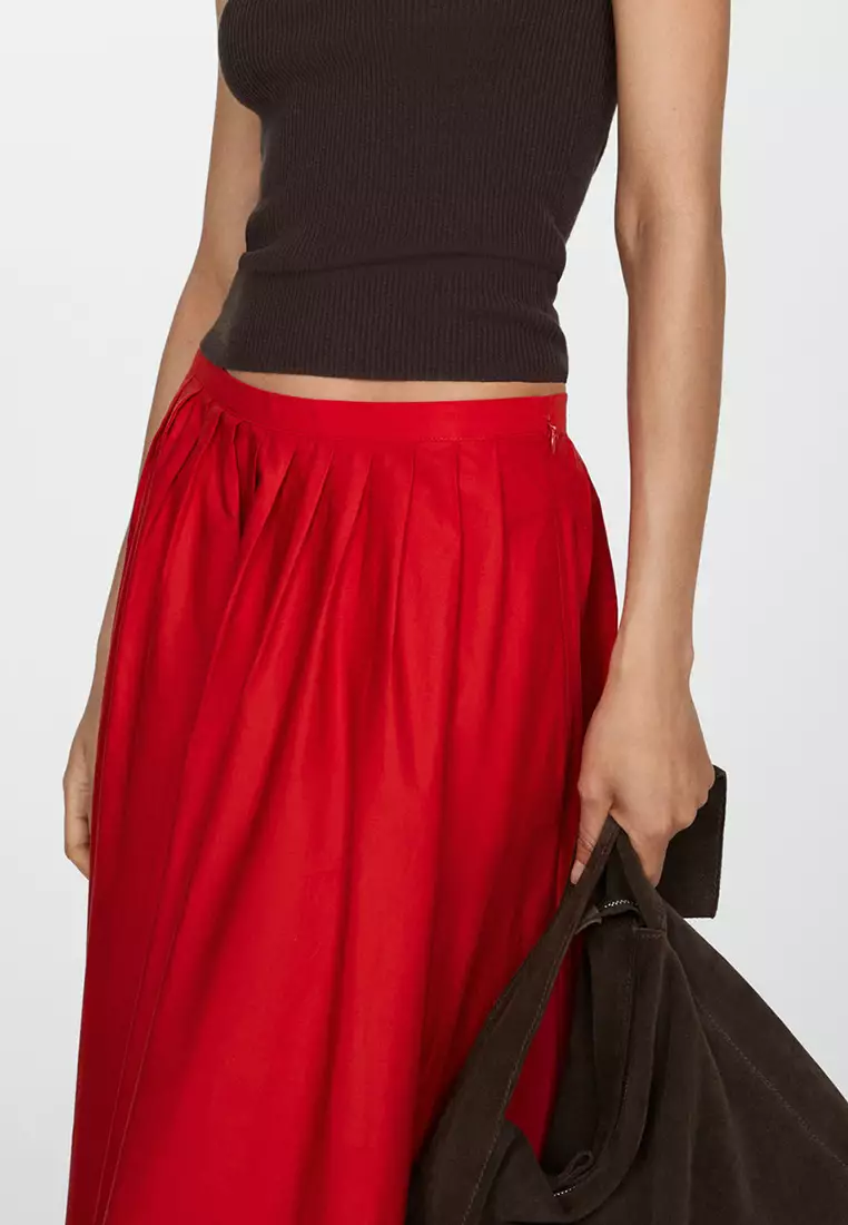 Mango red midi skirt clearance