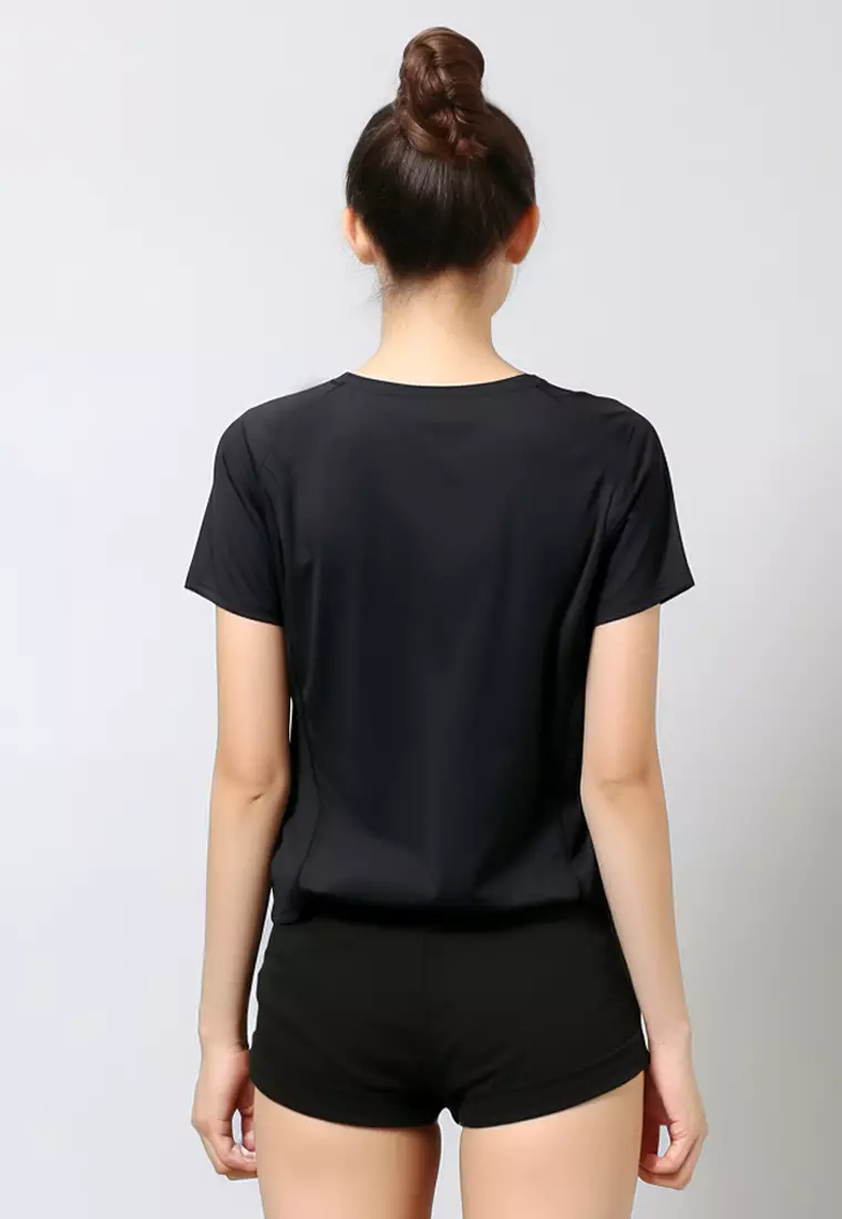 LSC24 Kaos Lari Wanita Lengan Pendek instadry "td bolt logo kecil" hitam