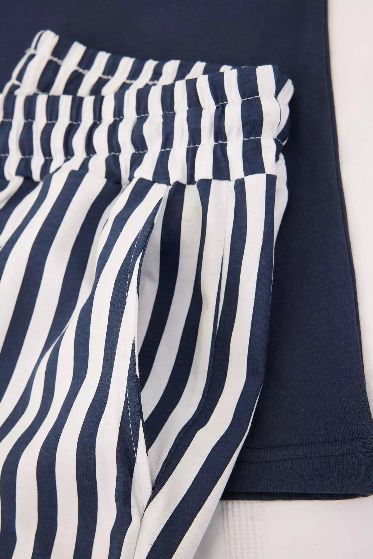 Navy Blue Regular Striped Homewear Pajama Set Tmnss24Pt00017