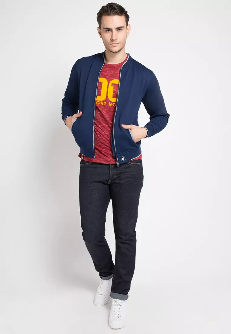 Jacket CVC Bomber "Navy" \with Silver Stripe\