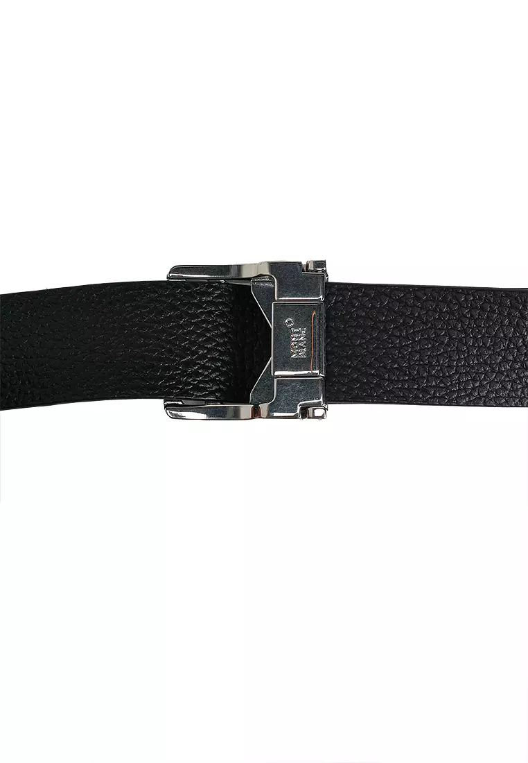 Horseshoe Buckle Grainy Reversible Leather Belt 35mm (tr)