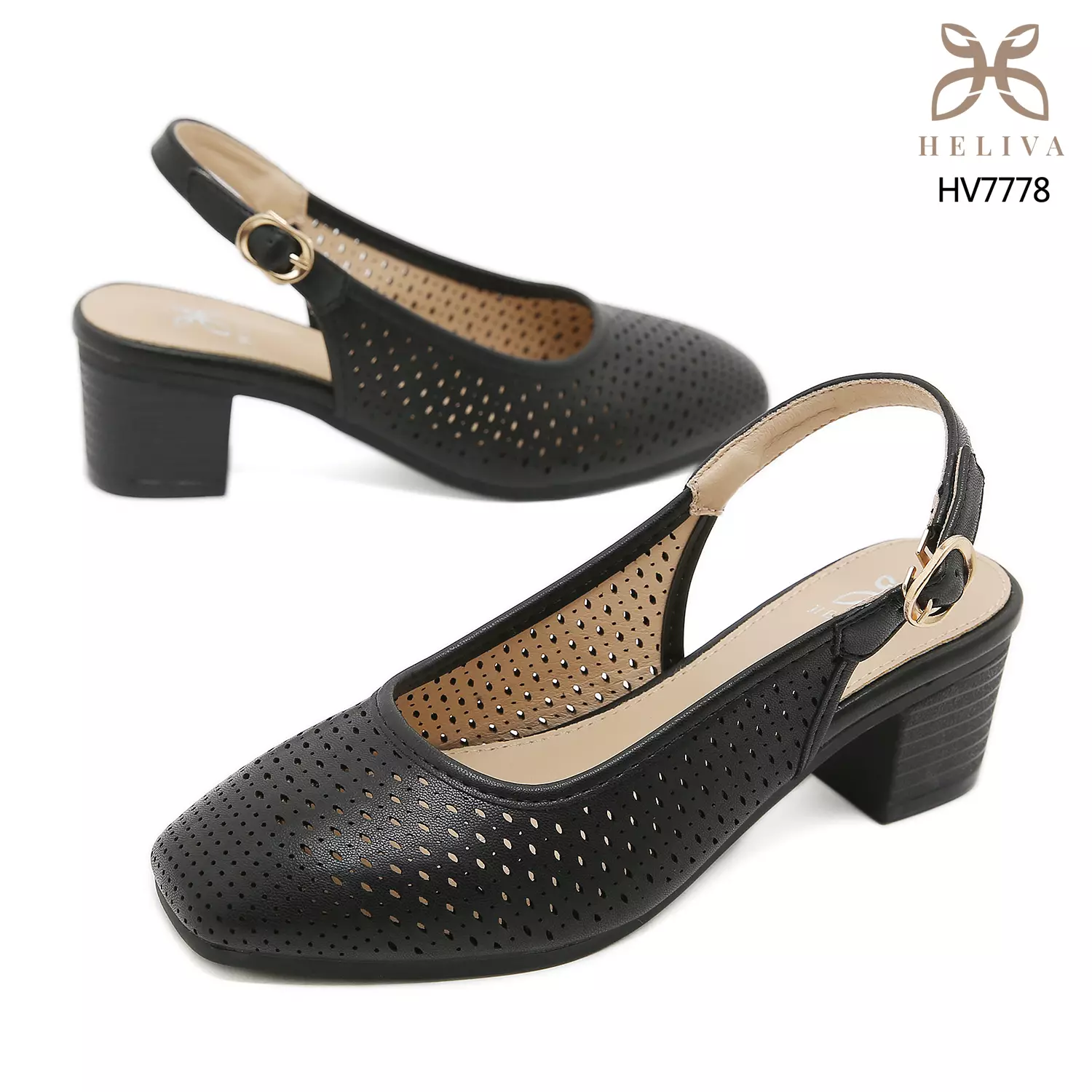 HELIVA REVINA – Laser Cut Slingback Heels HV7778