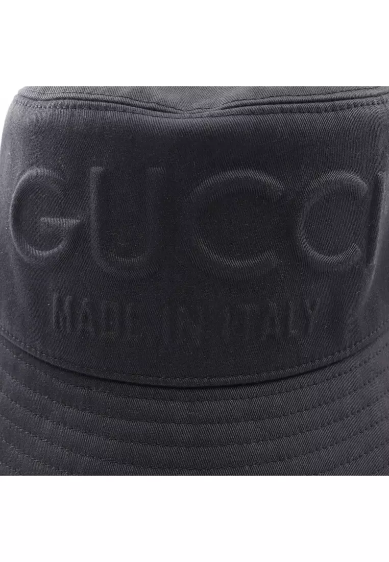 Gucci Pre-Loved Gucci embossed logo bucket hat cotton black 2026
