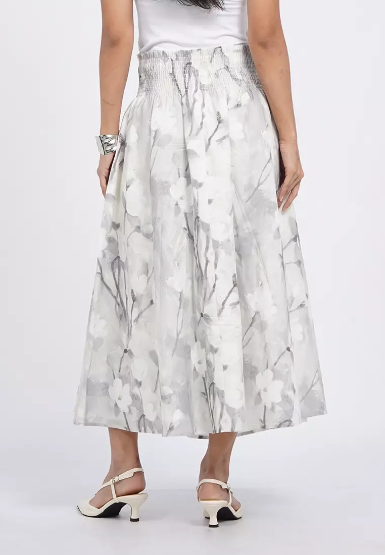 Gathered A-Line Midi Skirt