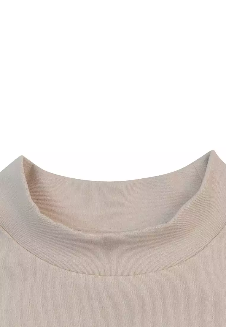 Women's Cotton Spandex Mock Neck Comfort Fit Tee