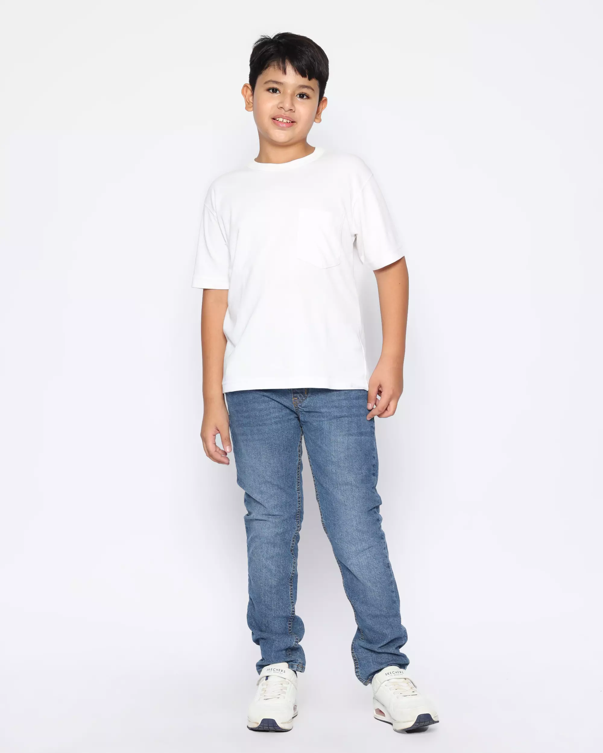 Celana Panjang Anak Laki Jeans Mid Blue With Model - FORTUNES