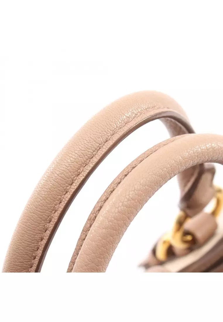 Pre-Loved MIU MIU 2WAY Handbag leather light beige beige