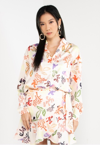 Never Fully Dressed white Yara Satin Knot Back Shirt 88A98AA62A25EDGS_1