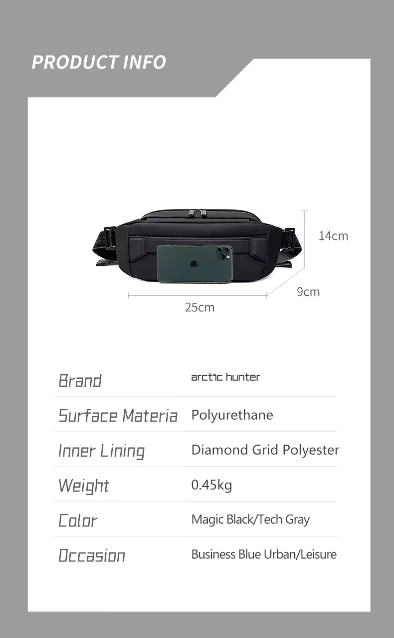 Arctic Hunter YB00043 Tas Selempang Pria WaistBag Pria Sling Bag Pria - BLACK