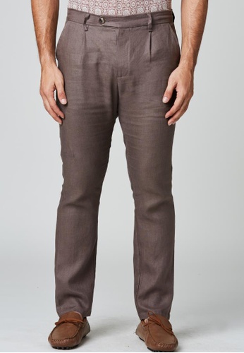 East India Company KALIDAS - 100% Linen Slim Fit Long Pants 41AE5AA948981BGS_1