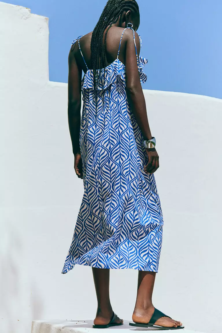 Frill-trimmed strappy dress